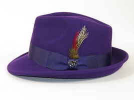 Men BENTLY HEADWEAR Hat Australian Wool Pinch Front Fedora HUDSON HU430 Purple image 2