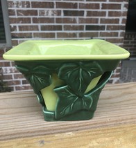 Vintage CA Pottery Green Ivy Pierced Planter w Liner 2 Pc 5 3/4&quot; Walter ... - £27.22 GBP