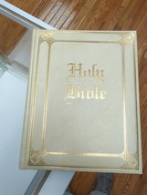 Holy Bible Guiding Light Edition King James Version White Gold Leather Vintage - £14.89 GBP