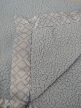 Quiltex blue sherpa baby blanket satin interlocking diamond trim  - £15.47 GBP