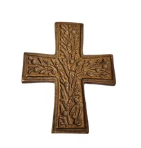Vtg Rustic Bronze Wall Cross 3 3/8&quot; by 4 1/8&quot; Tree of Life Design FREE SHIPPING - £27.66 GBP