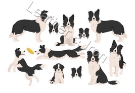 New Border Collie Dog Illustration Pattern Design Checkbook Cover - £7.95 GBP