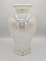 Vintage Pearlescent Opalescent White Iridescent Hand Blown Art Glass Flo... - $92.10