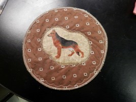 Vintage hand made German Shepard dog hotpad trivet pot holder fabric brown - £15.79 GBP