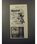 1953 Admiral Model 322DX16 TV Ad - Walt Disney&#39;s Captain Hook of Peter Pan - £15.25 GBP