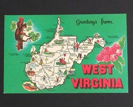 West Virginia State Map Large Letter Greetings Dexter Press c1960s Vtg Postcard  - £3.98 GBP