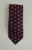 Henry Come&#39; Monsieur Mens Blue 100% Silk Tie Ancient Pharaoh Red Gold Print - £24.90 GBP