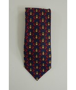 Henry Come&#39; Monsieur Mens Blue 100% Silk Tie Ancient Pharaoh Red Gold Print - £23.69 GBP