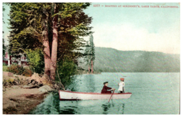 No. 1377 Boating on McKinney Lake Tahoe California Mitchell Postcard - £13.37 GBP