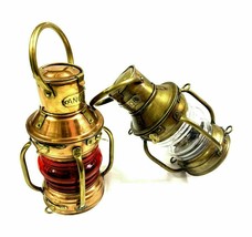 new Set of 2 Anchor Ship Lantern Vintage Nautical Maritime Boat Oil Lamp Home - £147.58 GBP