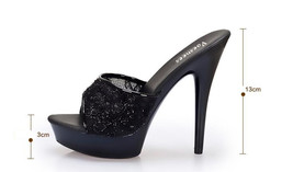 Summer Sexy High Heels Women Slippers Fine Lace mesh stiletto heel Shoes Waterpr - £39.68 GBP