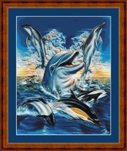 HAPPY DOLPHINS - pdf x stitch chart Original Artwork © Steven Michael Gardner - £9.43 GBP