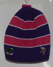 Reebok NFL Licensed Minnesota Vikings Pink Purple Breast Cancer Knit Cap image 1