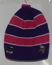 Reebok NFL Licensed Minnesota Vikings Pink Purple Breast Cancer Knit Cap - £14.08 GBP