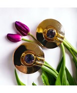 Vintage Two Tone  Amethyst Clip On Earrings Signed FAC - €26,68 EUR