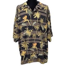 Tommy Bahama Hawaiian Shirt Palm Tree Striped Bird Of Paradise Size Large - £36.86 GBP