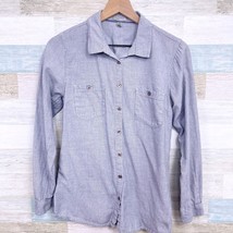 Horny Toad &amp; Co Dobby Cinch Button Back Shirt Blue Organic Cotton Womens... - $34.64