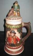 Vintage 1972 Dated Large German Ceramic Beer Stein Hunter With Dog Theme - £27.53 GBP