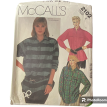 1985 McCalls 2102 Misses Shirts 8  80s Button Up Collared Shirttail Hem - $9.87
