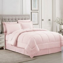 Pale Pink 8 Piece Bed in a Bag Comforter Set with Sheets, Queen Size - £55.75 GBP