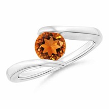 ANGARA Bar-Set Solitaire Round Citrine Bypass Ring for Women in 14K Solid Gold - £749.00 GBP