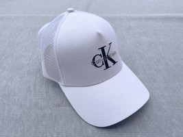 Calvin Klein White/ Black CK Monogram Classic Logo Baseball Hat Mesh Tru... - $34.99