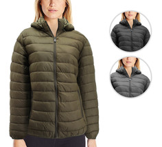 Women’s Lightweight Insulated Removable Hood Lined Quilted Zip Puffer Jacket - £39.31 GBP