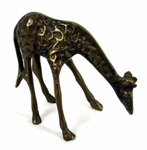 Vintage Solid Brass 3&quot; Inch &quot; AFRICAN GIRAFFE &quot; Figure Figurine - $9.41
