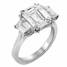 3.04 Ct. 3 Stone Emerald Cut Diamond Ring Engagement Ring Platinum 950 G,VS1 - £14,640.20 GBP