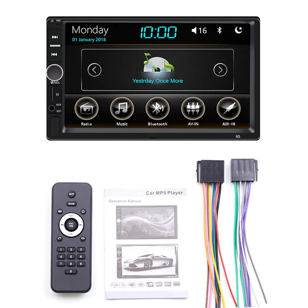 Car Dual Spindle MP5 Player 7Inch Touch Screen Bluetooth Stereo Radio Supports - £9.20 GBP+