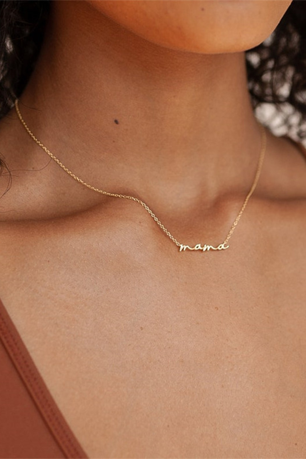Gold Tiny Mama Script Necklace - $2.40