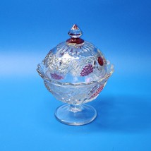 Westmoreland 8&quot; Ruby Red Flashed Glass Pedestal Candy Dish Compote With Lid - £23.33 GBP