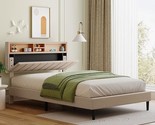 Full Size Upholstered Platform Bed with Storage Headboard and USB Port, ... - $448.99