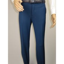 Men's MONO Turkey Slacks 100% Wool Plain Front Regular Fit 2501-05 French Blue image 5