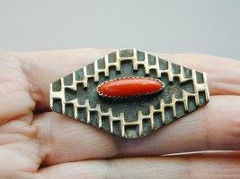 STUNNING Navajo Tommy Jackson Sterling Red Coral Pin Brooch - £273.79 GBP
