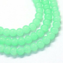 105 Mint Green Glass Beads Bulk Jelly 8mm Round 32&quot; Strand Jewelry Supplies - £3.70 GBP
