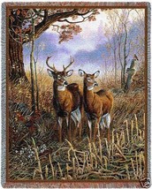 72x54 WHITE TAIL DEER Buck Doe Tapestry Afghan Throw Blanket - £50.36 GBP