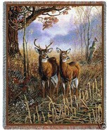 72x54 WHITE TAIL DEER Buck Doe Tapestry Afghan Throw Blanket - £49.61 GBP