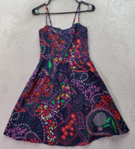 Lilly Pulitzer Fit &amp; Flare Dress Women Small Navy Multi Floral Ruched Sleeveless - £25.58 GBP
