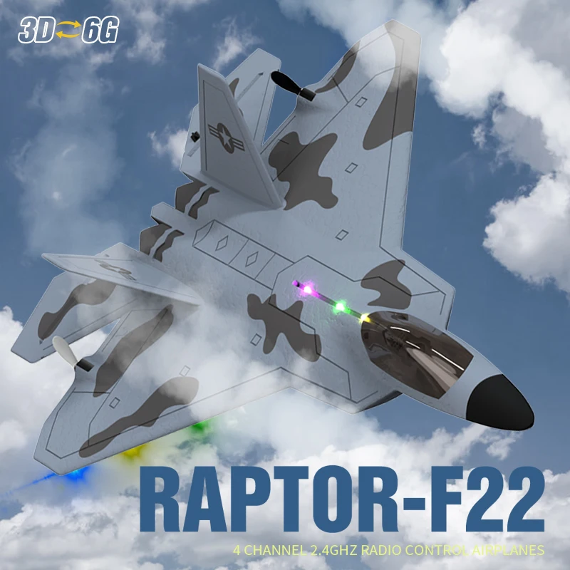 2024 New F22S 2.4G 4CH 3D6G RC Airplane Raptor F22 Warplane WLtoys A180 Upgrade - £44.65 GBP+