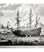 Flensing A Dead Whale Along Ship 1926 Nautical Antique Print Whale Hunti... - $460.08 MXN