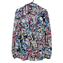 Relativity Women&#39;s Blouse Sz XL Colorful Abstract Floral Print - £15.06 GBP