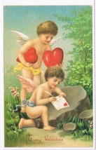 Postcard Angels Cherubs Writing Letter ? Old Fashioned Love Reproduction - £2.32 GBP