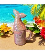 Rae Dunn MERMAID HAIR DON&#39;T CARE Iridescent Double Sided Mug w/ Tail Top... - $19.79