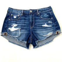 American Eagle Tomgirl Shortie Blue Jean Shorts Womens size 8 Distressed... - £17.97 GBP