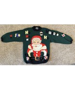 Vintage Berek Sweater Adult M Santa Christmas Hand Knit Pom Pom Toys Ove... - £104.14 GBP