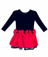 Bonnie Jean Girls 3T Black Velvet Red &amp; Black Polka Dot Bow Lined Party ... - £9.34 GBP