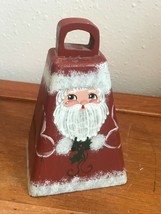 Artist Signed Painted Wood Wooden Santa Claus Bell – 5.25 inches high x 2.75 x 3 - £11.88 GBP