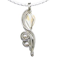 Flower Necklace, Silver wire Pendant, Mother of pearls - unique gift for her, - £35.16 GBP