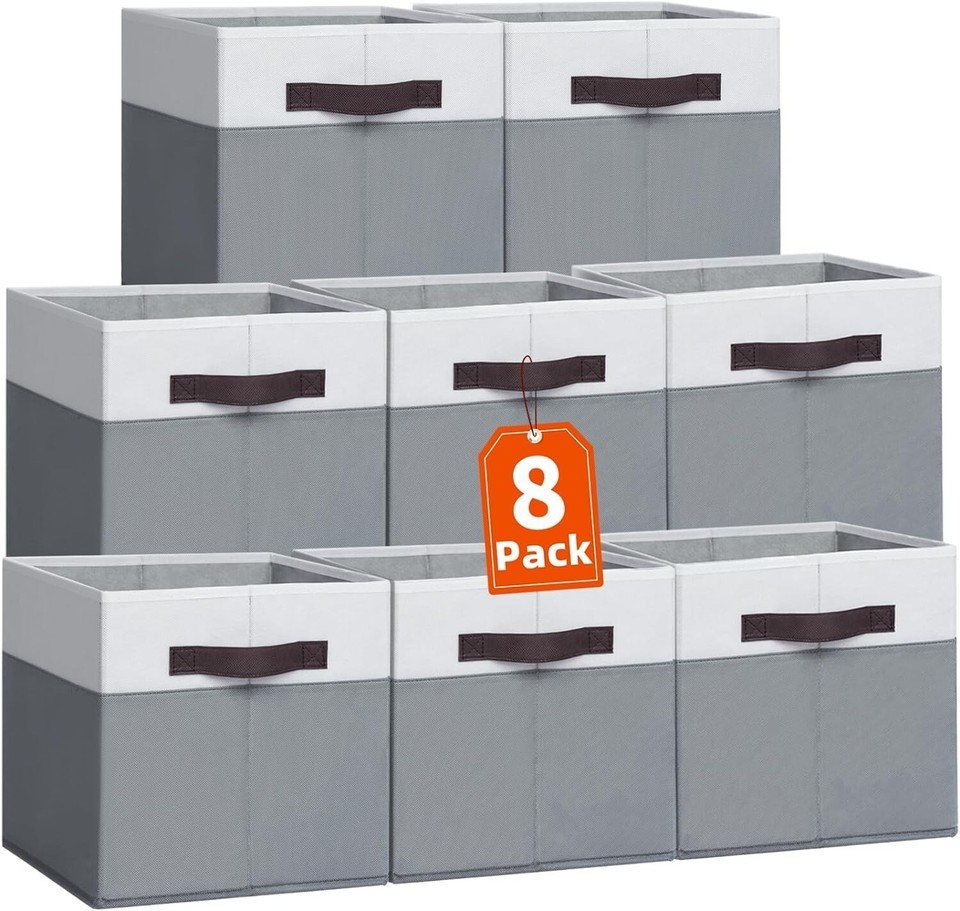 Stylish 8-Pack 13x13 Fabric Storage Bins with Handles for Home Décor & Storage Item image 3